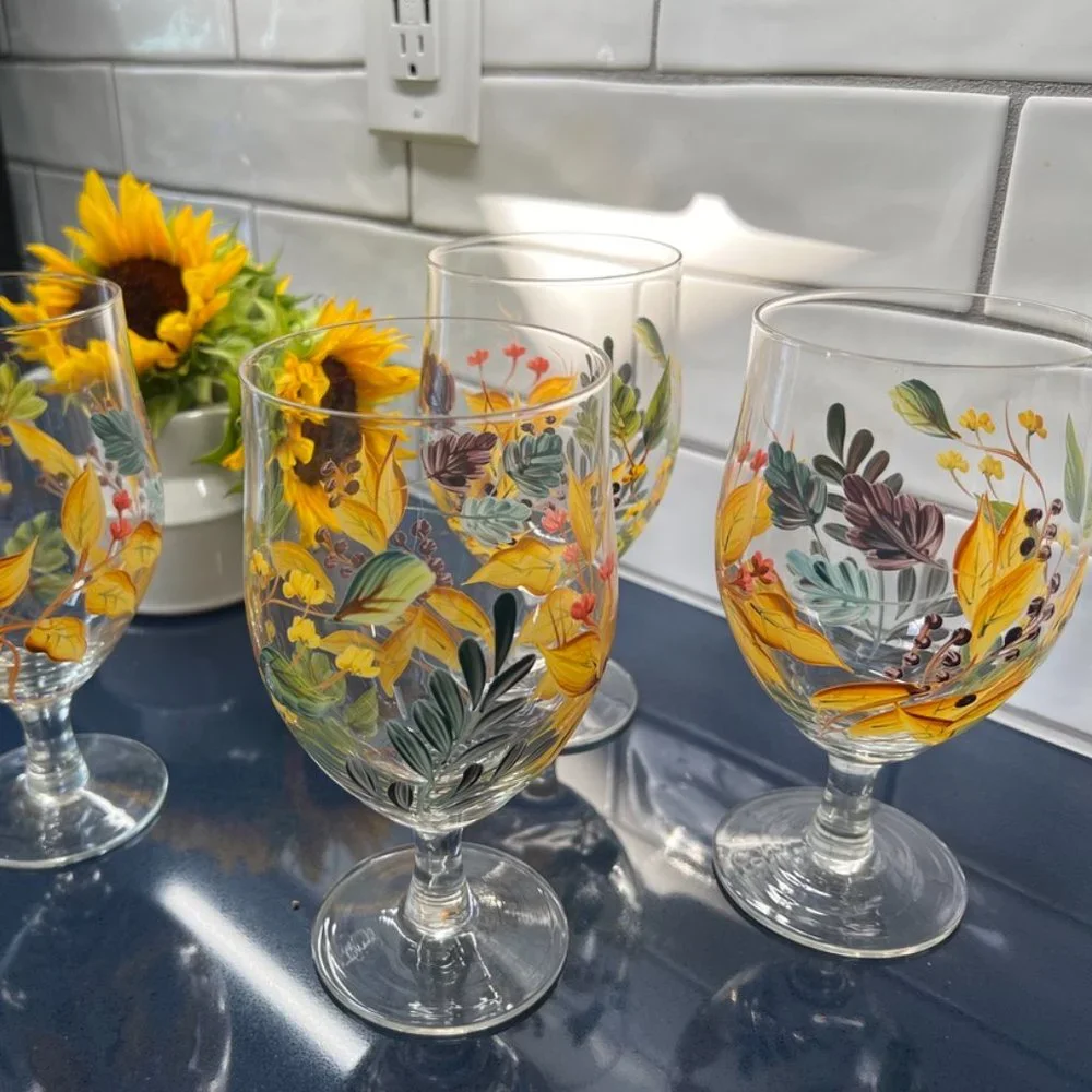 4 Floral Glasses/Goblets